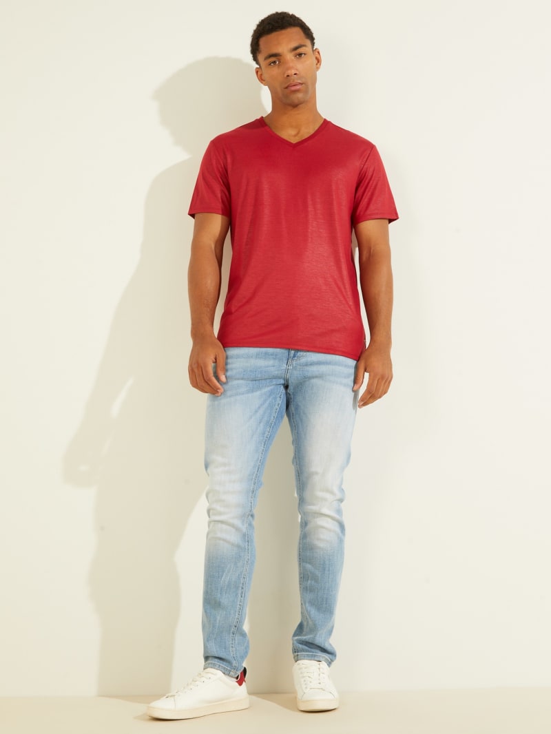 Guess Mason Yoke V-Neck Tee T-shirts Heren Rood | 2687-OKEQU