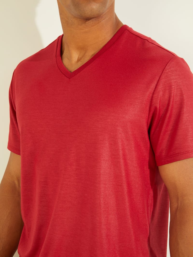 Guess Mason Yoke V-Neck Tee T-shirts Heren Rood | 2687-OKEQU