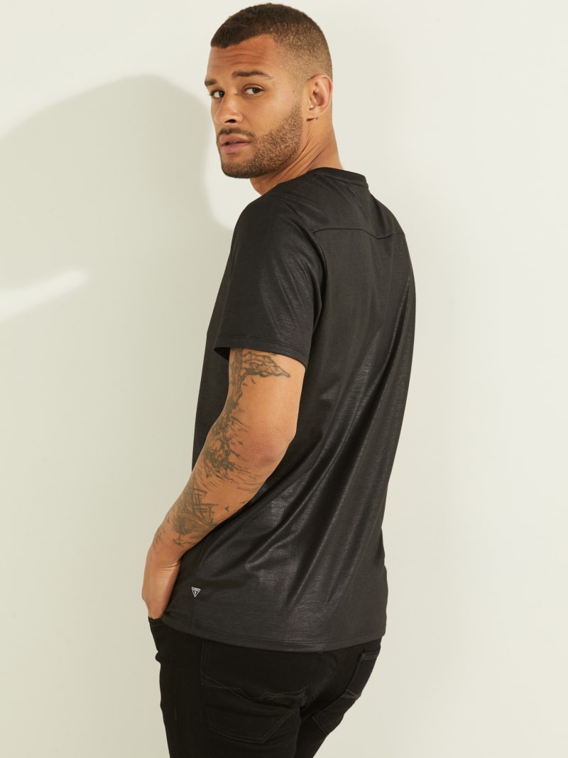 Guess Mason Yoke V-Neck Tee T-shirts Heren Zwart | 2708-XBIGV