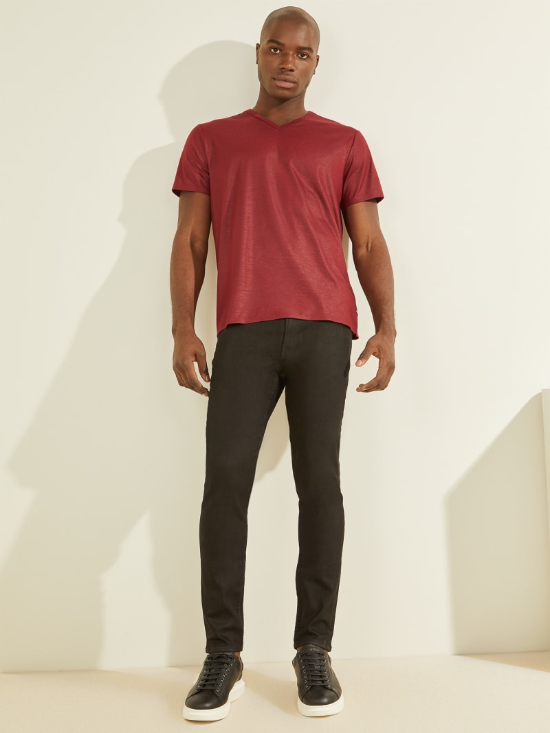 Guess Mason Yoke V-Neck Tee T-shirts Heren Bordeaux | 3817-TCKOS