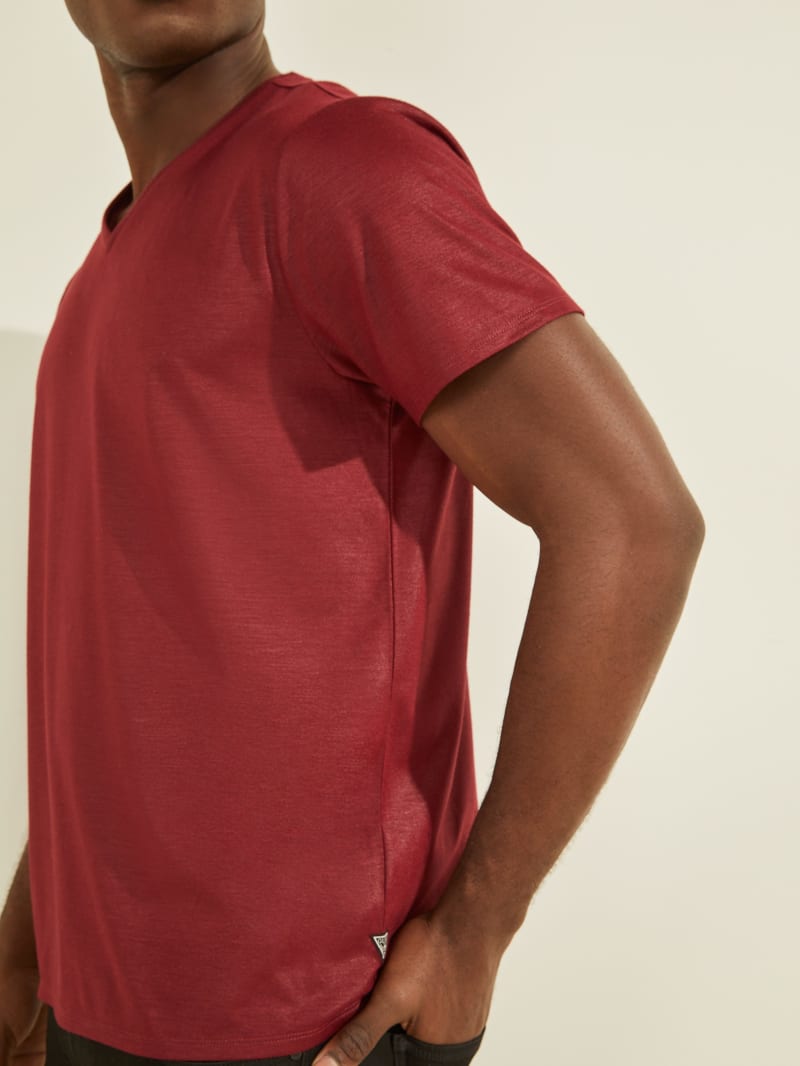 Guess Mason Yoke V-Neck Tee T-shirts Heren Bordeaux | 3817-TCKOS