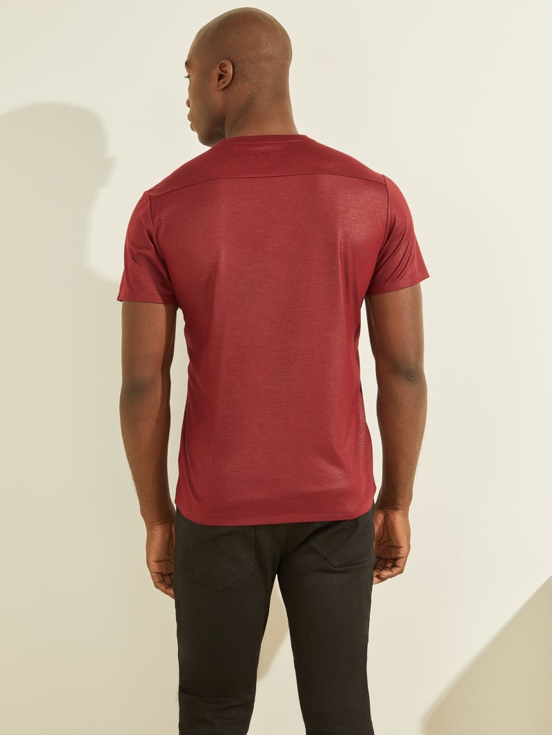 Guess Mason Yoke V-Neck Tee T-shirts Heren Bordeaux | 3817-TCKOS