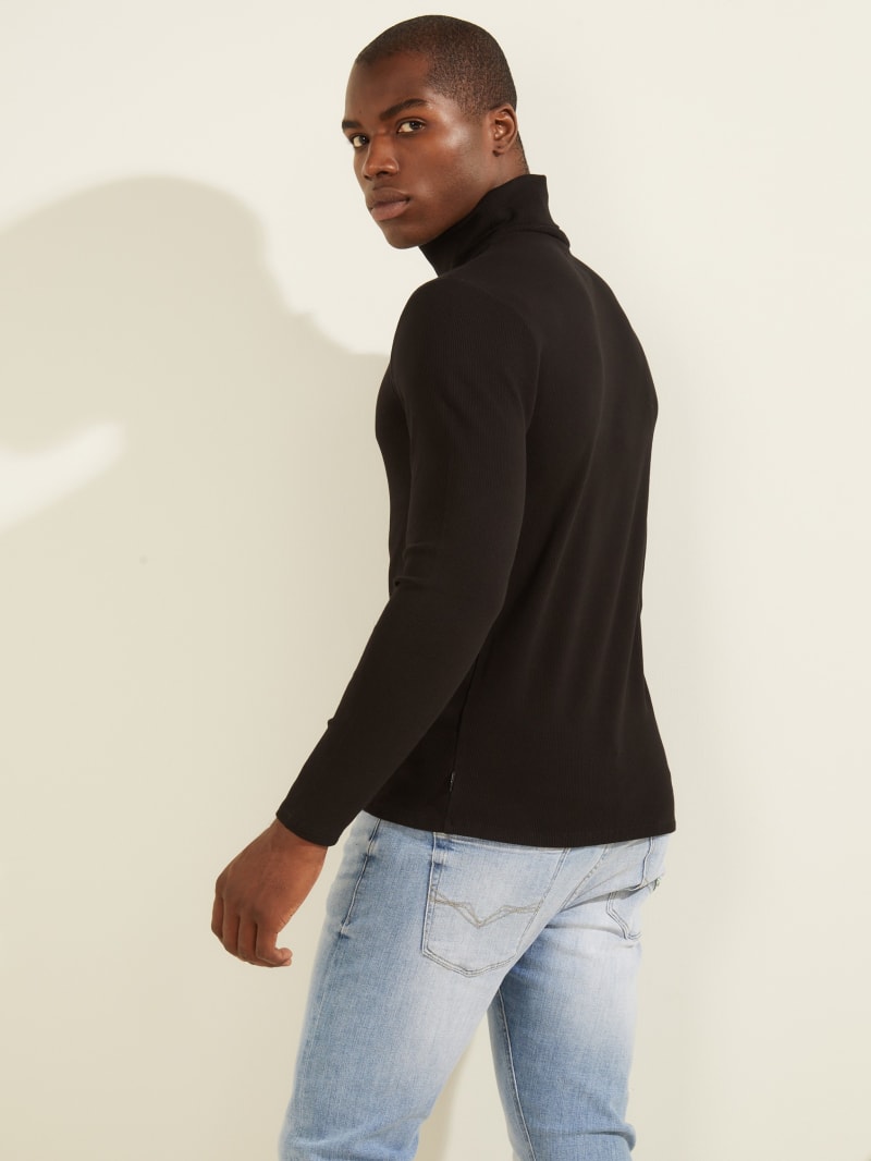 Guess Mateo Turtleneck Tee Hoodie Heren Zwart | 3254-QOMYD