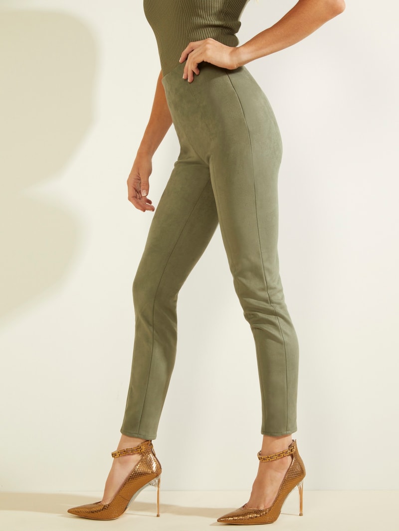 Guess Maya Faux-Suede Leggings Broek Dames Olijfgroen | 2690-JRBSF