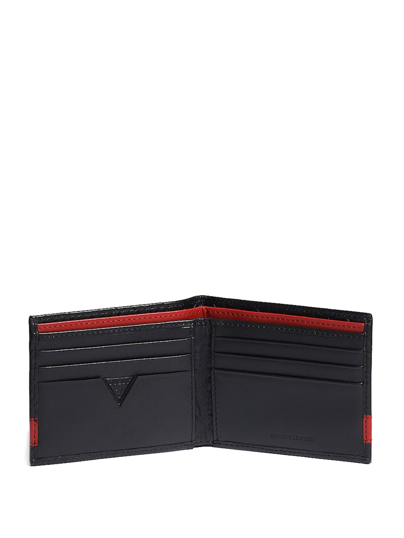 Guess Mesa Double Billfold Tassen Heren Zwart Rood | 4160-BAEFW