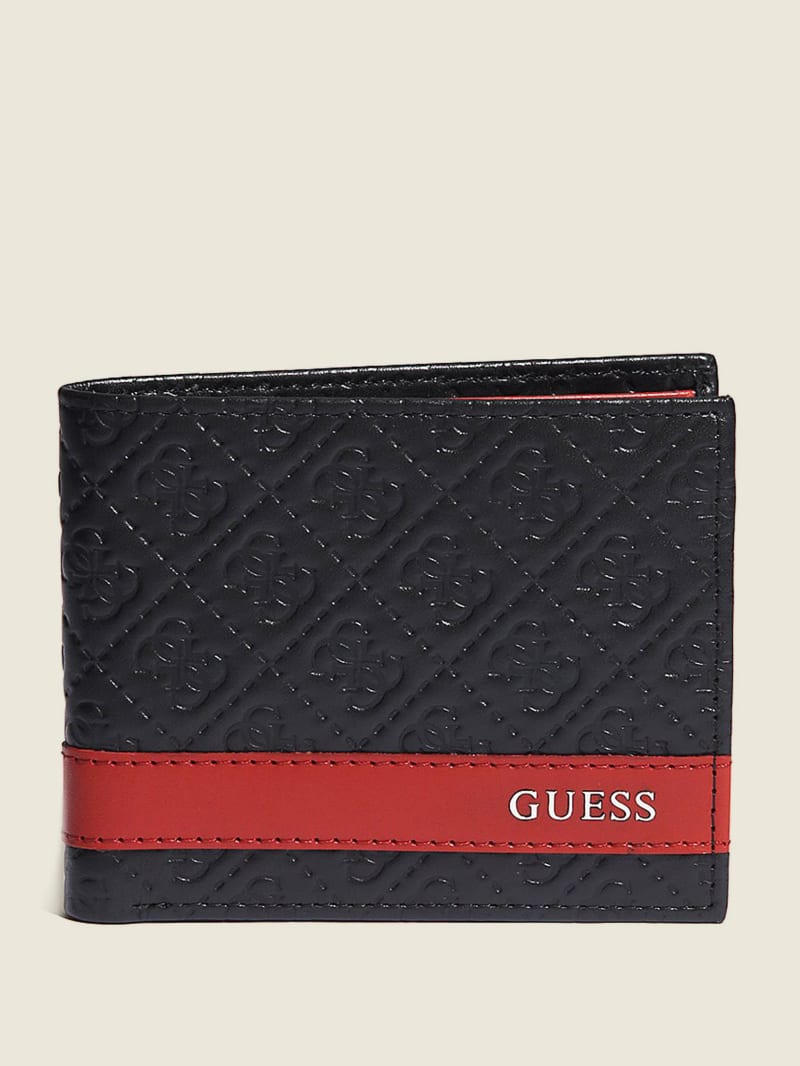 Guess Mesa Double Billfold Tassen Heren Zwart Rood | 4160-BAEFW