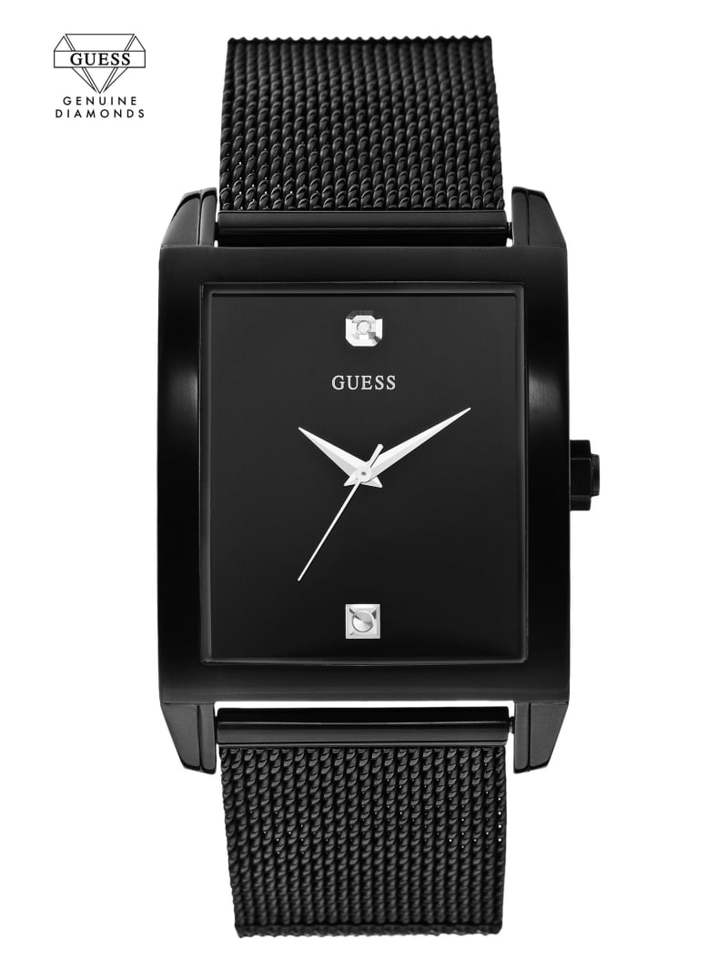 Guess Mesh Diamond Analog Horloge Heren Zwart | 3640-UHEPO