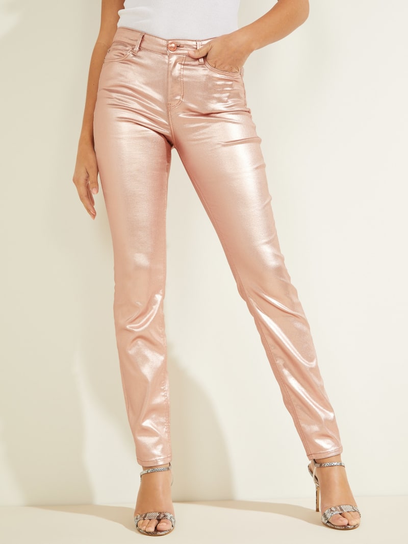 Guess Metallic 1981 Skinny Broek Dames Roze Goud | 8072-LCNOF