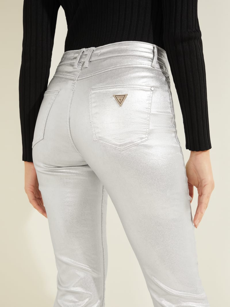 Guess Metallic 1981 Skinny Broek Dames Zilver | 9437-FTPWB