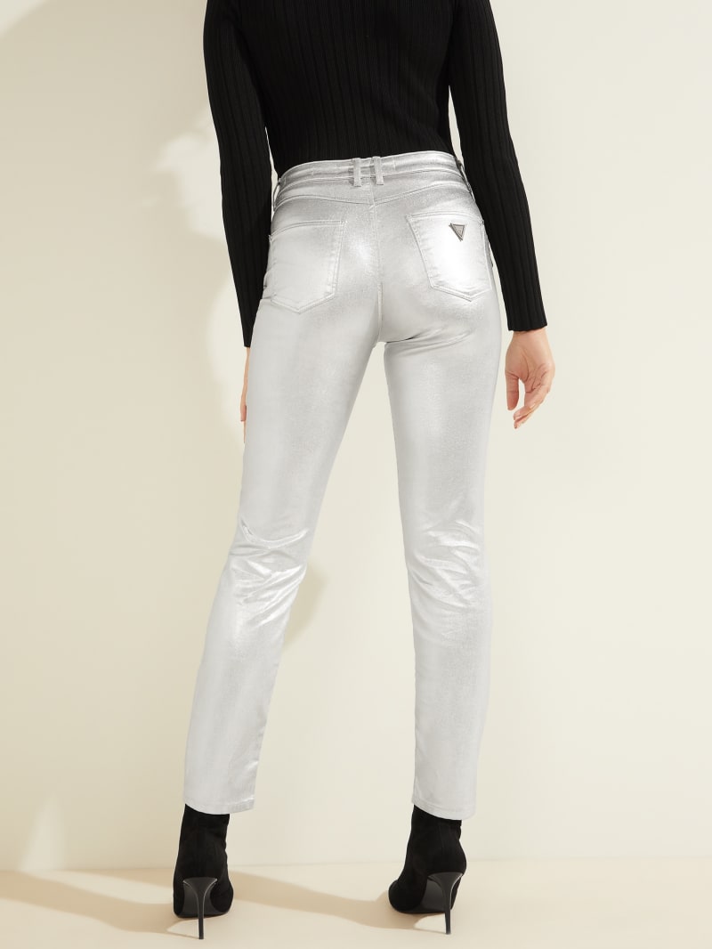 Guess Metallic 1981 Skinny Broek Dames Zilver | 9437-FTPWB