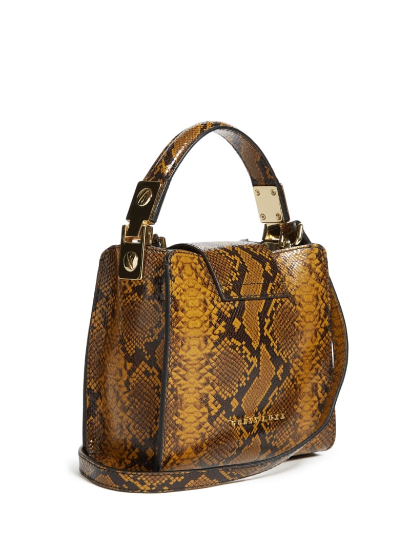 Guess Monia Python Print Leren Boekentassen Dames Olijfgroen | 8174-UYWLV