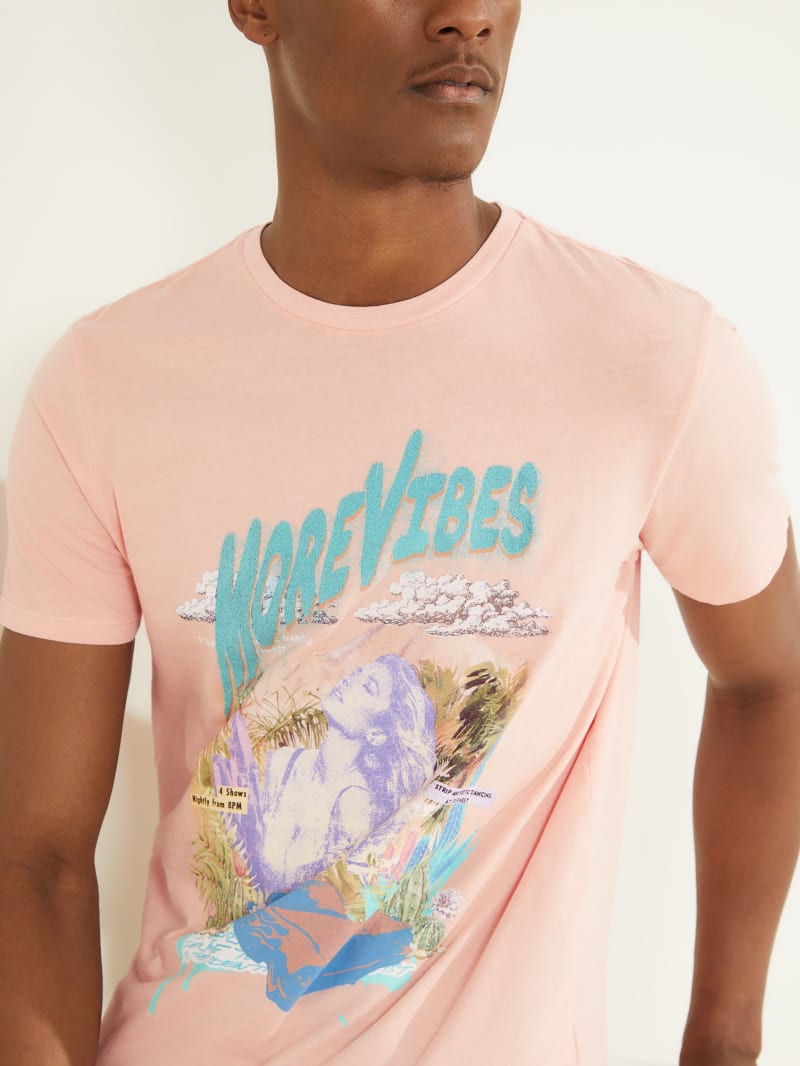 Guess More Vibes Tee T-shirts Heren Roze | 3609-PLOSN