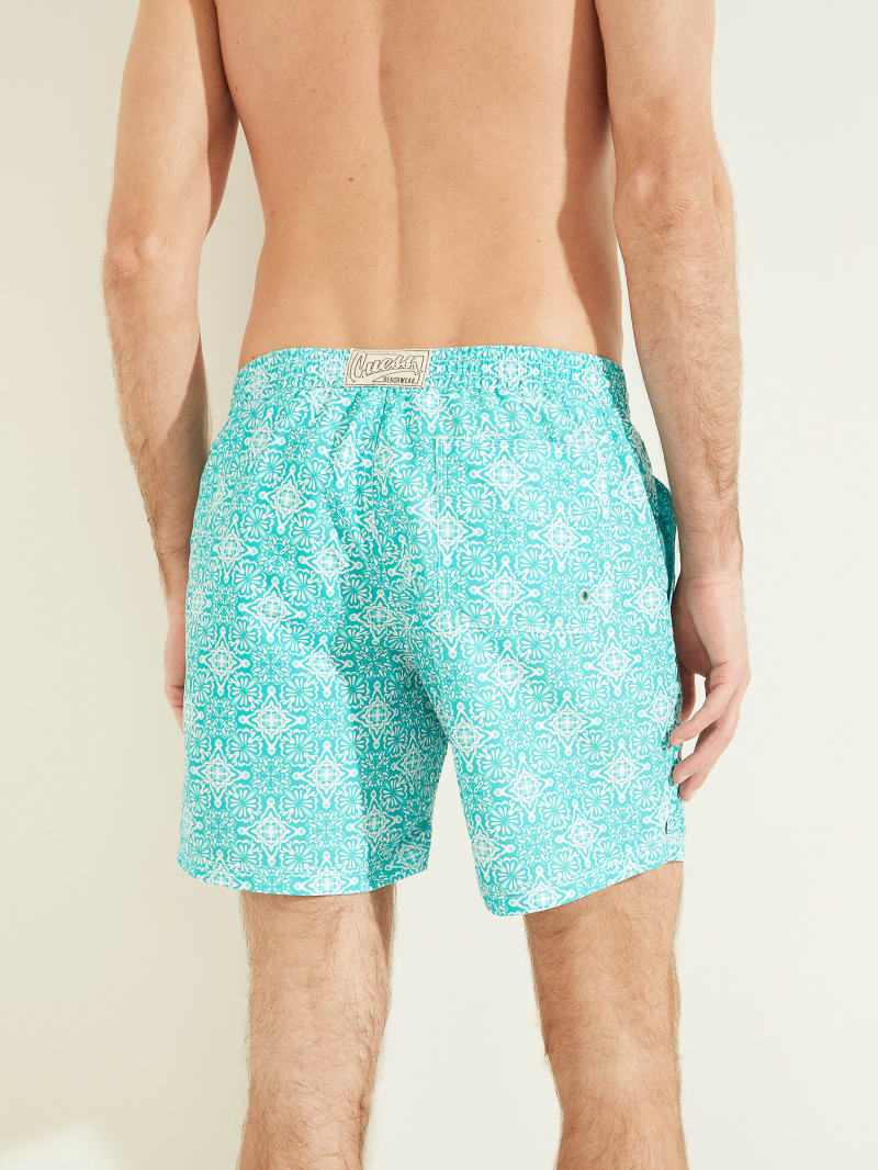 Guess Mosaic Swim Trunks Zwemkleding Heren Lichtturquoise | 1425-KWZIM