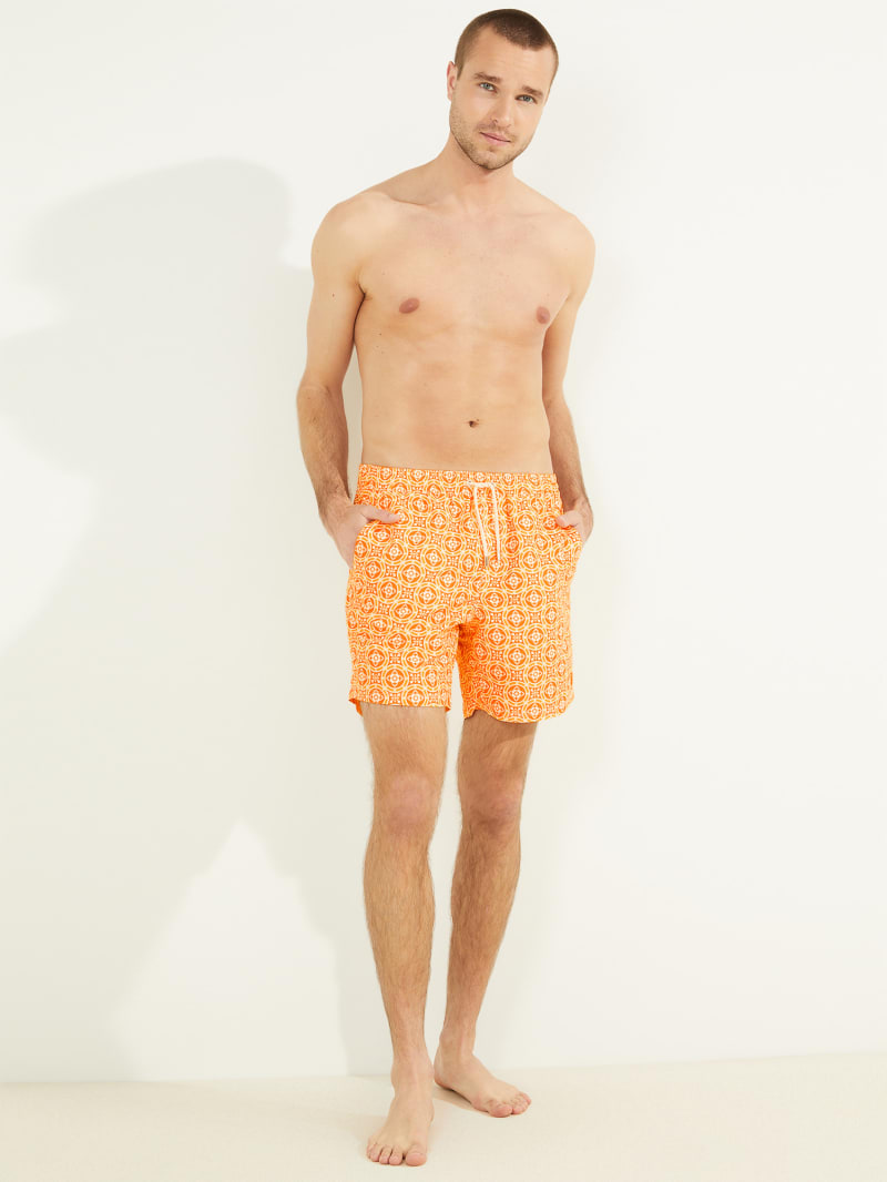 Guess Mosaic Swim Trunks Zwemkleding Heren Oranje | 2764-FEWTI