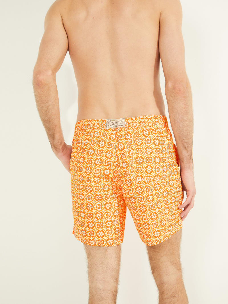 Guess Mosaic Swim Trunks Zwemkleding Heren Oranje | 2764-FEWTI