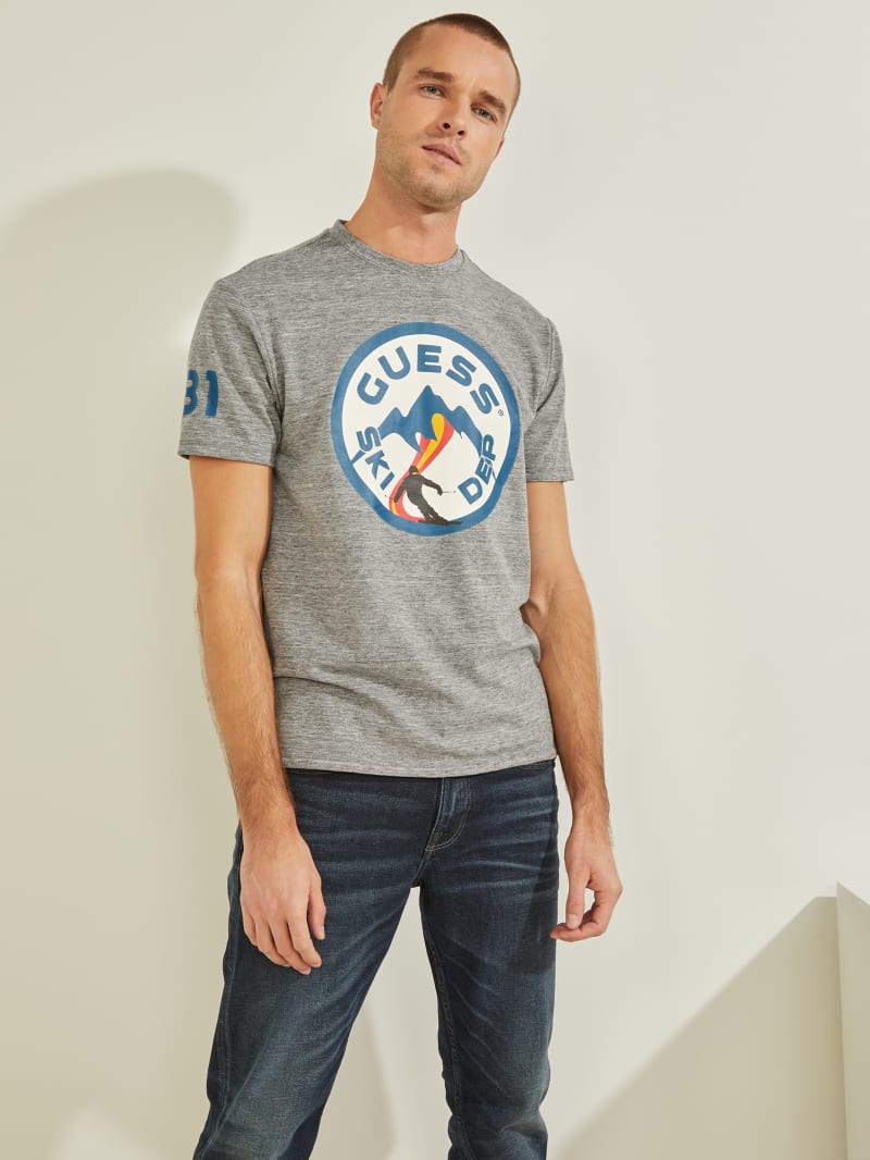 Guess Mountian Ski Tee T-shirts Heren Grijs | 8362-KCDVN