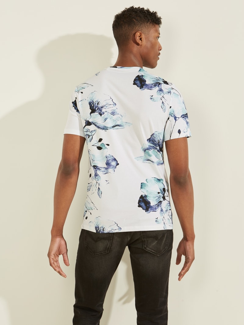 Guess Natt Floral Tee T-shirts Heren Blauw | 6057-WFCIB