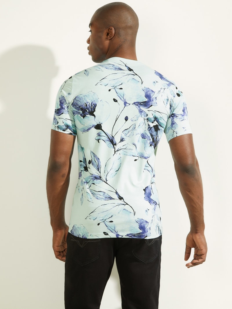 Guess Natt Floral Tee T-shirts Heren Blauw | 9352-MGQLF