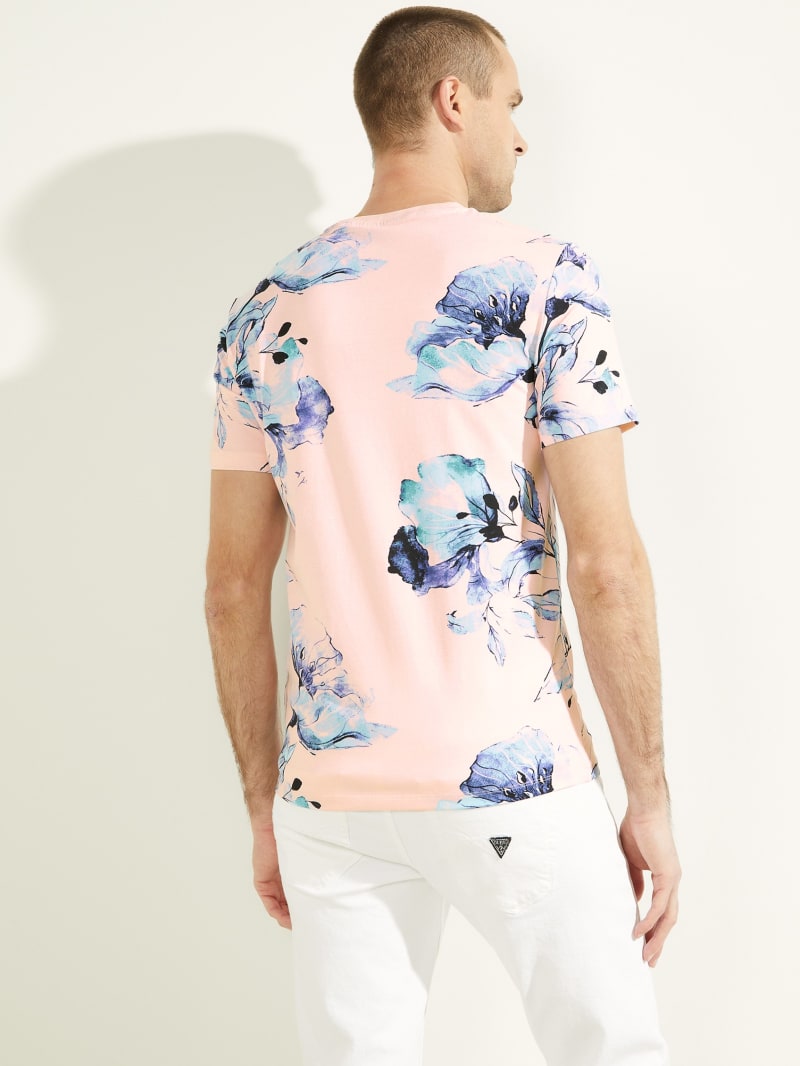 Guess Natt Floral Tee T-shirts Heren Roze | 4570-DNXGU