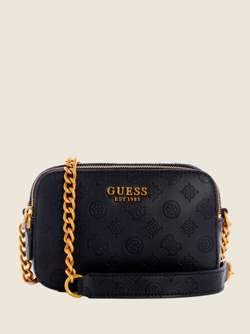 Guess Noelle Logo Camera Crossbodytassen Dames Zwart | 5402-GQAFJ