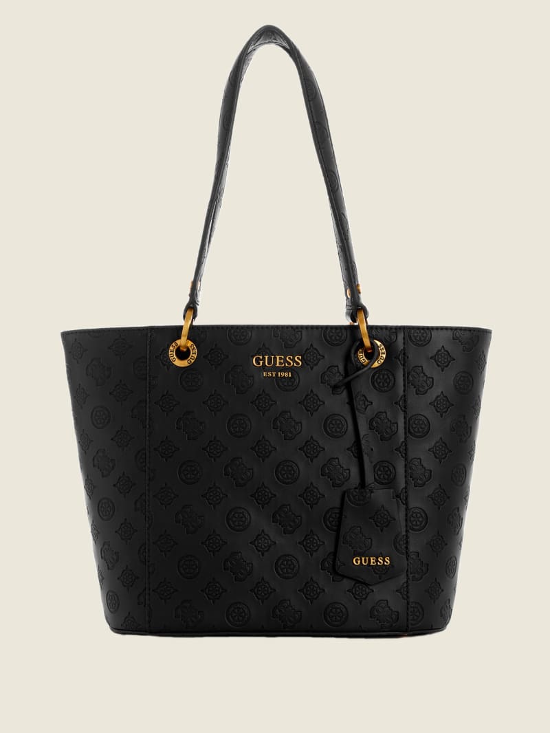 Guess Noelle Small Elite Tote Tassen Dames Zwart | 6204-IYQZF