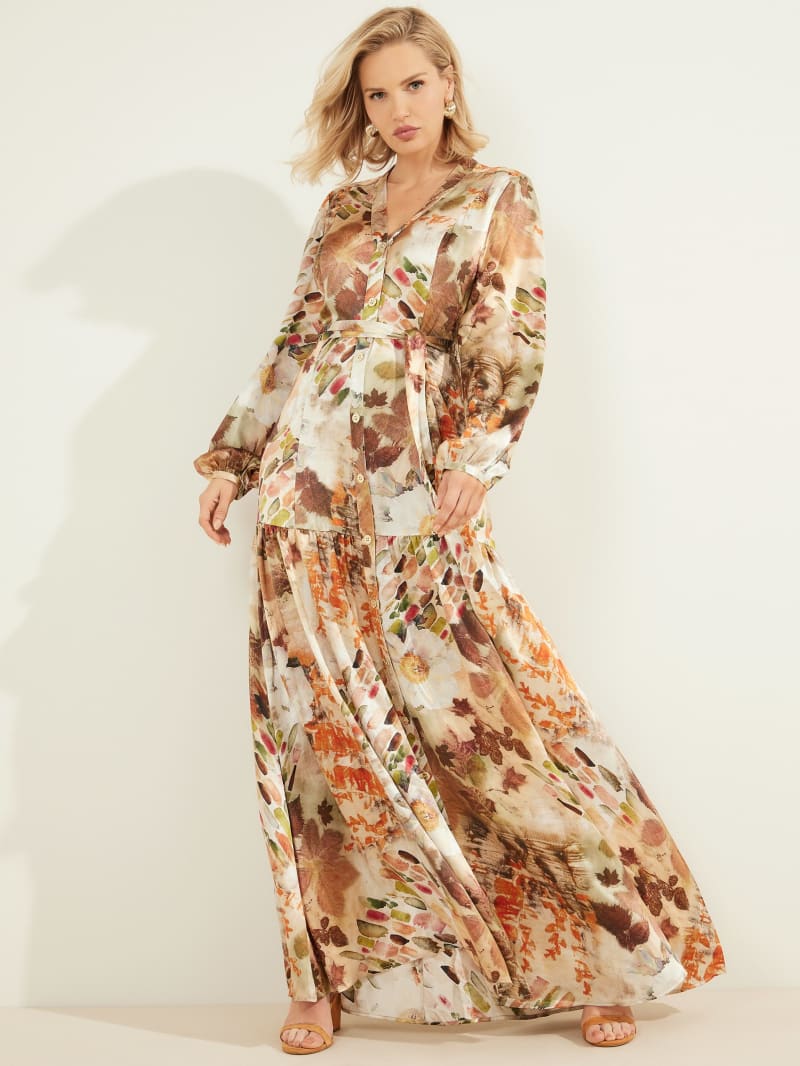 Guess Nomad Silk Maxi Jurken Dames Bloemen | 3278-FGSUB