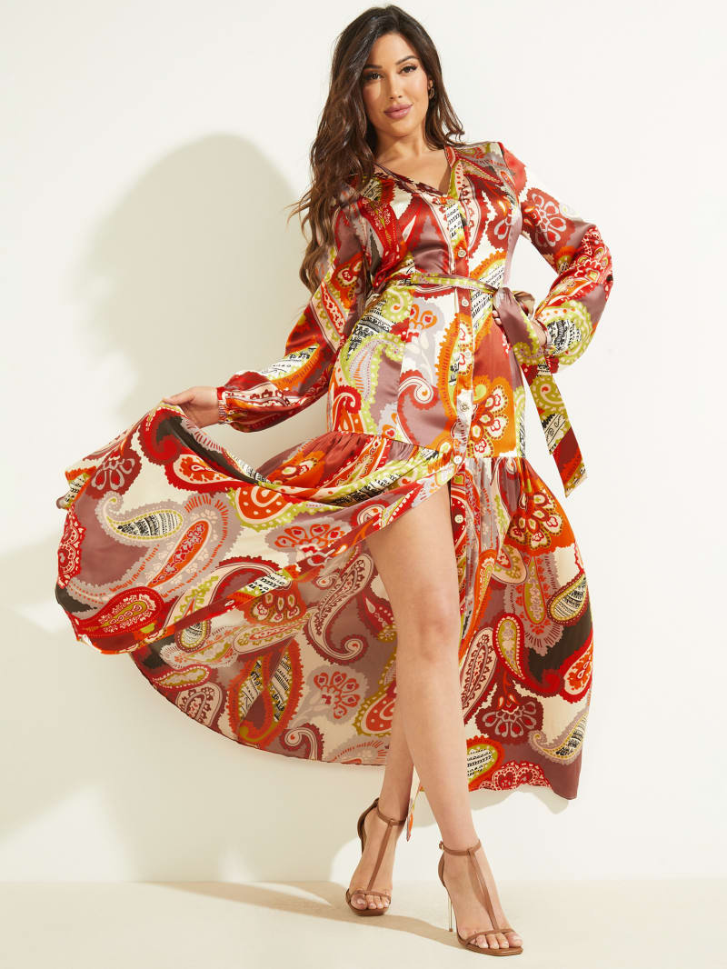 Goedkoopste Guess Jurken Nomad Silk Maxi Dames Bloemen