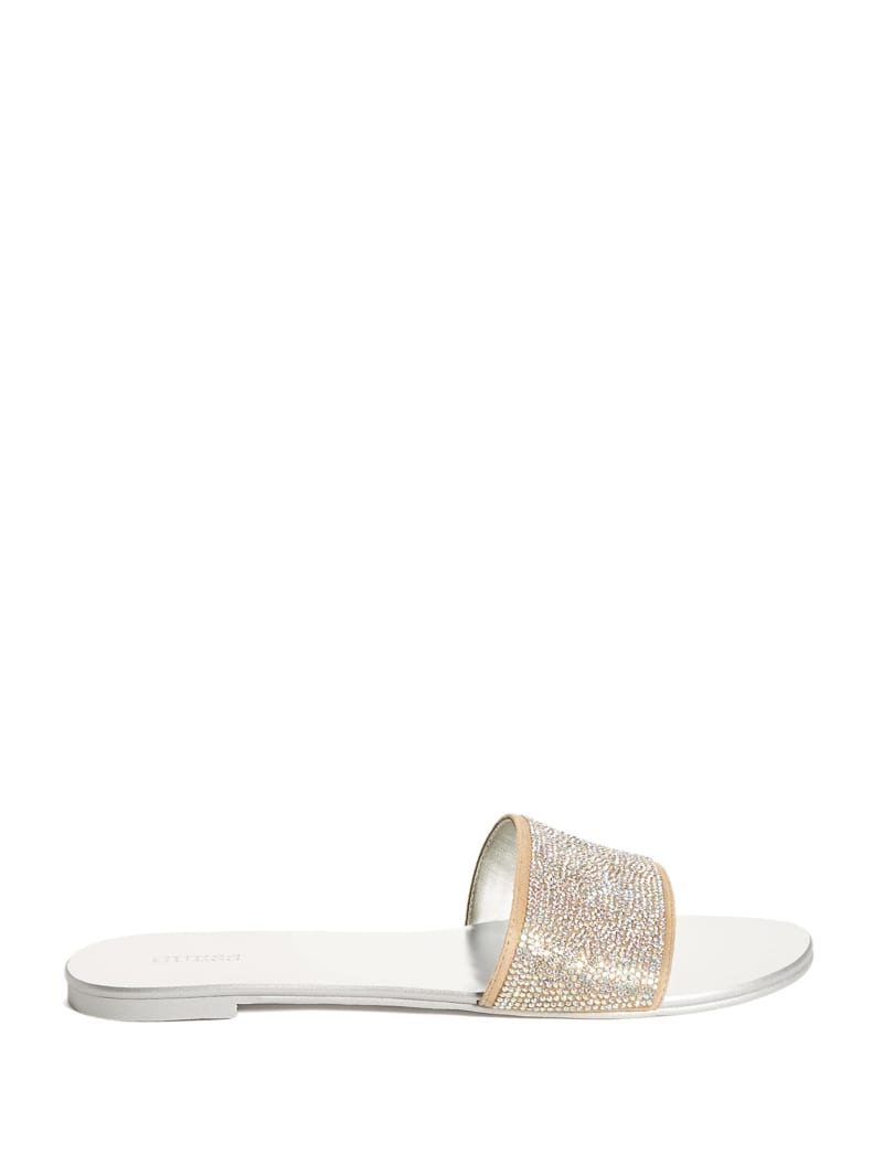 Guess Norrie Rhinestone Badslippers Dames Lichtbeige | 0759-LVUHX