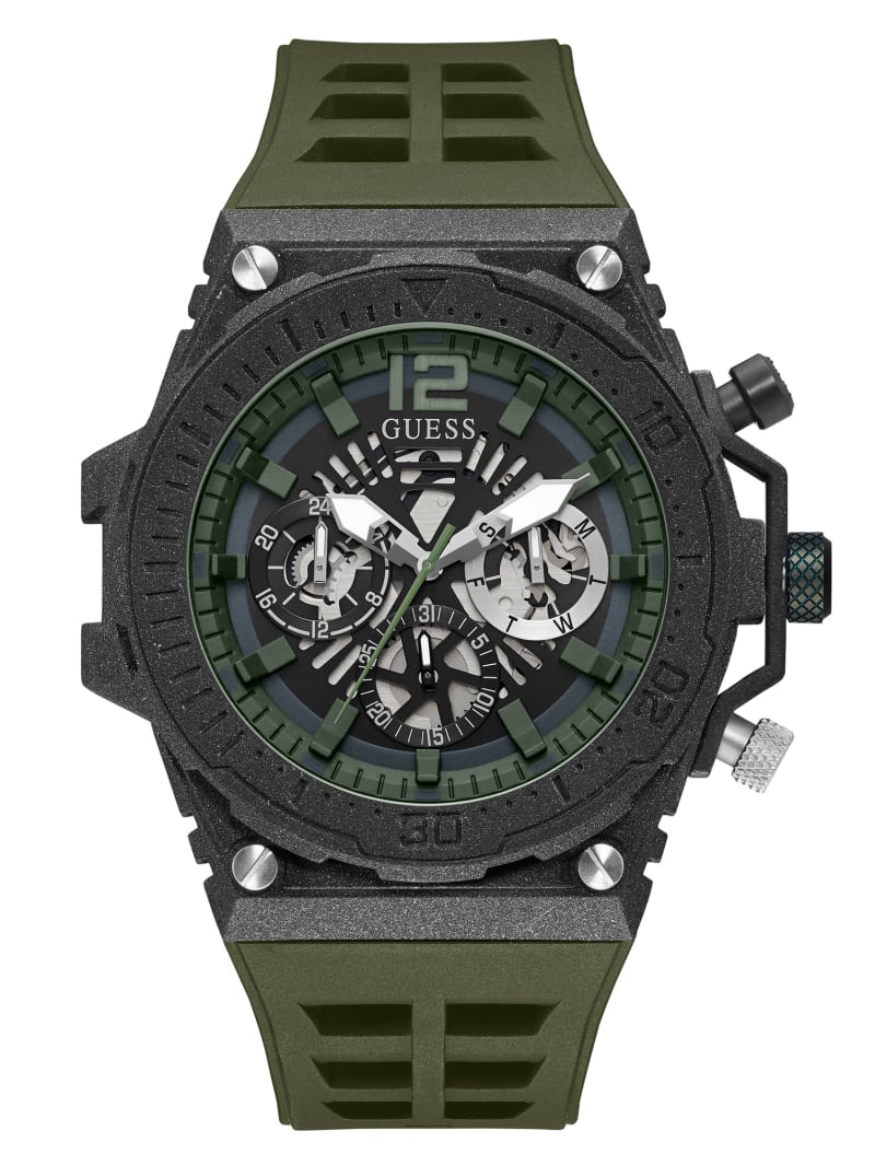 Guess Olive and Exposed Dial Multifunctioneel Horloge Heren Groen | 5017-EXZJF