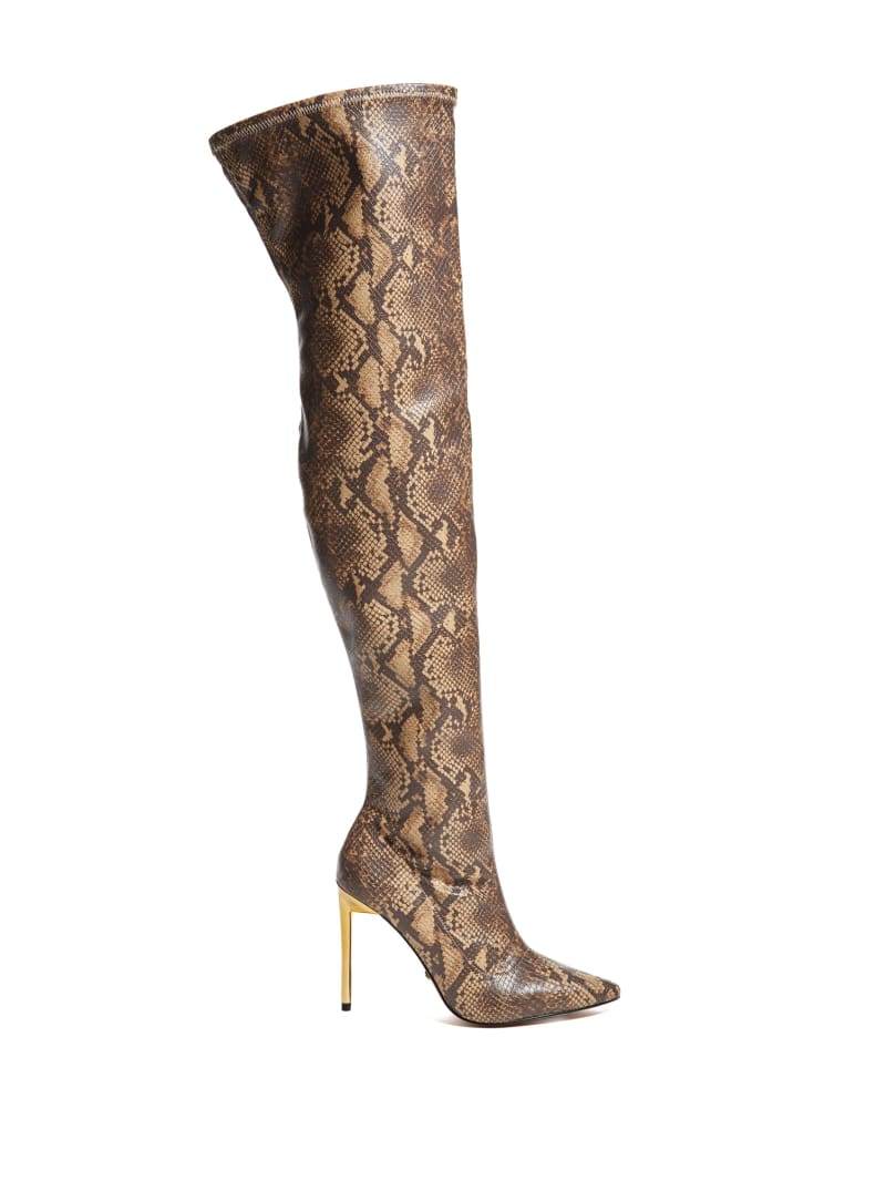 Guess Over-the-Knee Python Laarzen Dames Bruin | 9547-LEYHN