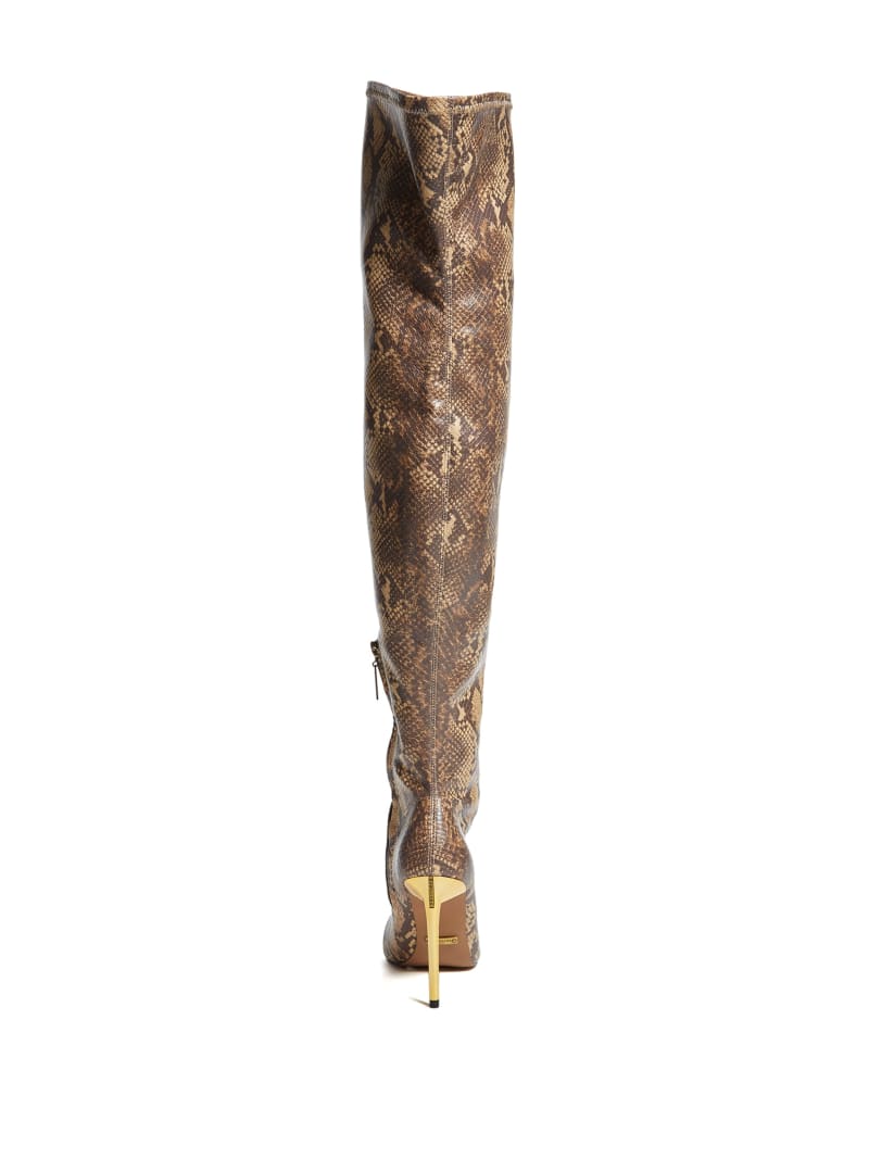 Guess Over-the-Knee Python Laarzen Dames Bruin | 9547-LEYHN