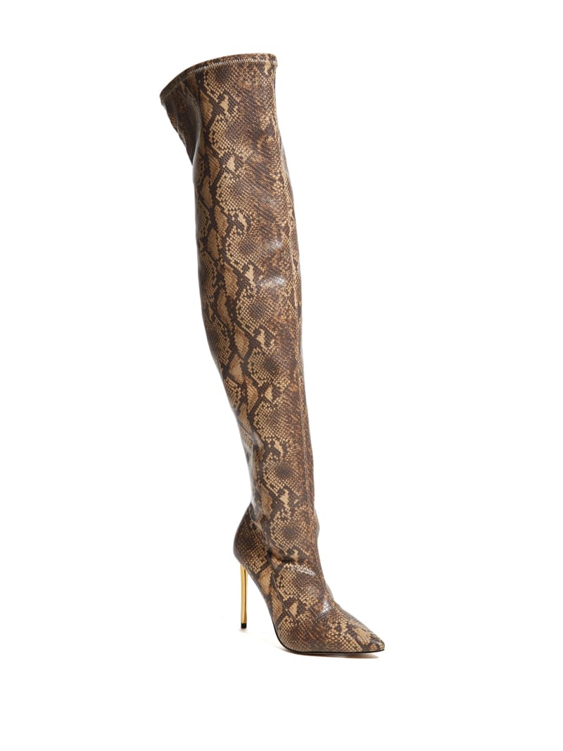 Guess Over-the-Knee Python Laarzen Dames Bruin | 9547-LEYHN