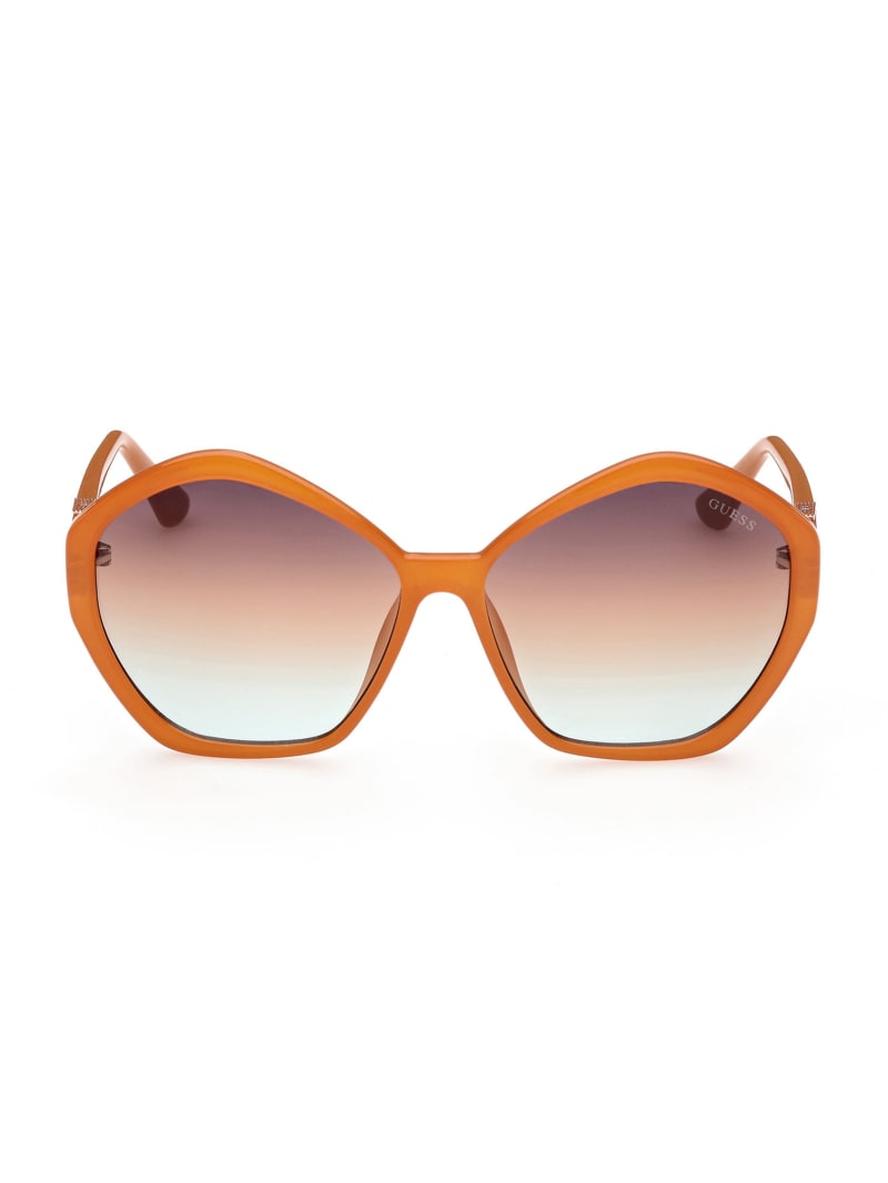 Guess Oversized Geometric Logo Zonnebril Dames Oranje | 9856-IOAQY