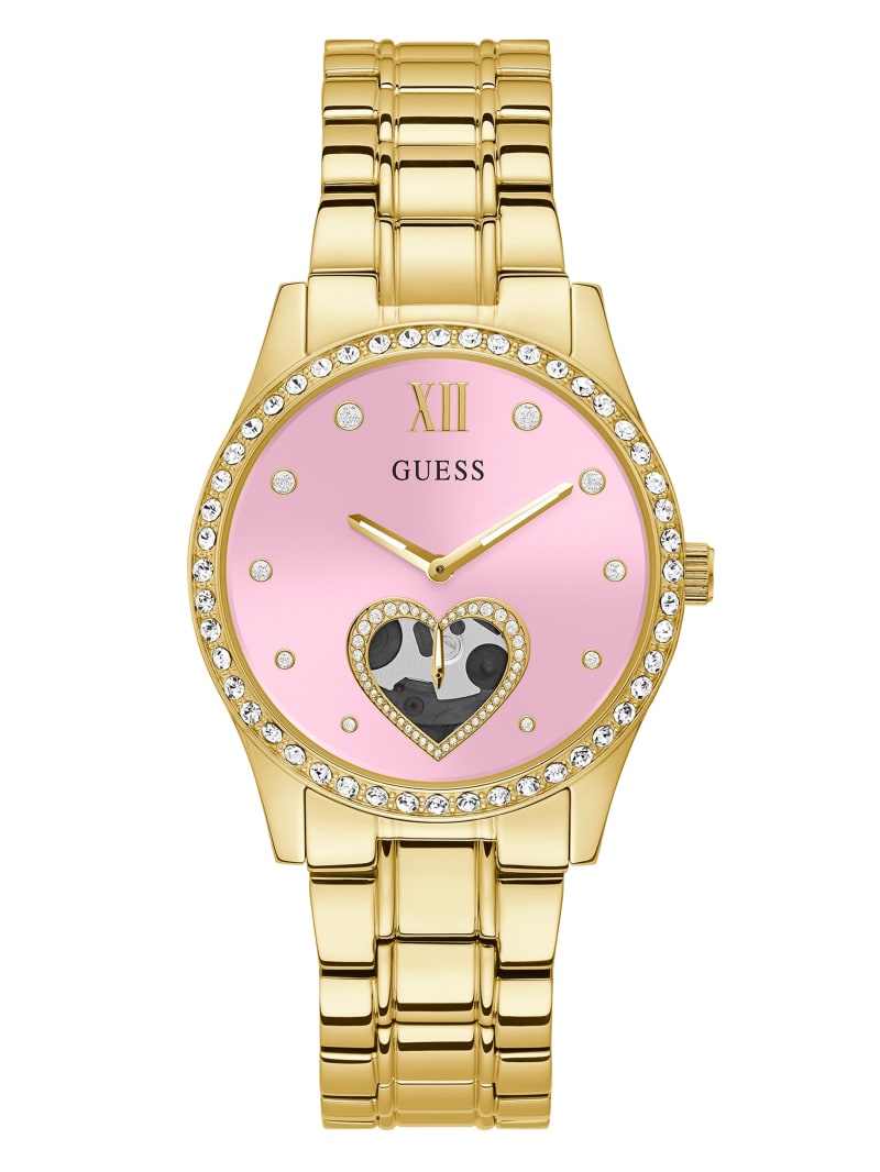 Guess Pink and Gold-Tone Analog Horloge Dames Gekleurd | 9780-AXZVS