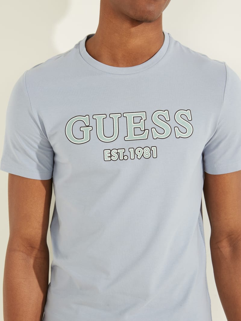 Guess Point Logo Tee T-shirts Heren Blauw | 7305-KLRDM