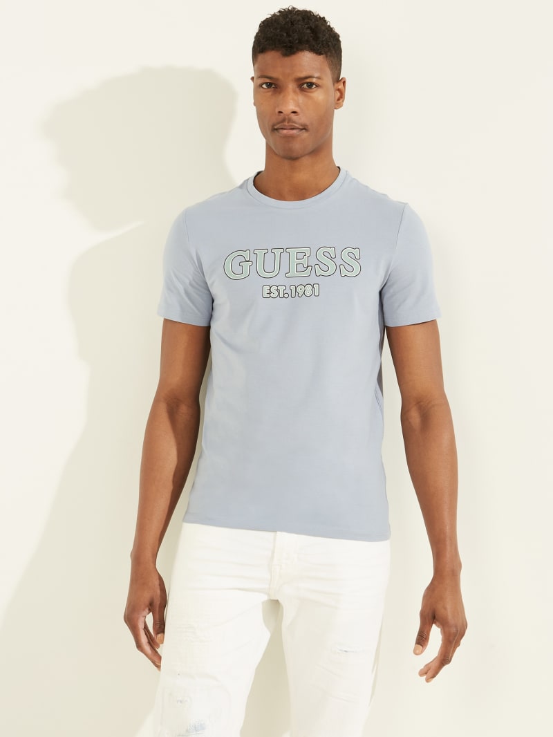 Guess Point Logo Tee T-shirts Heren Blauw | 7305-KLRDM