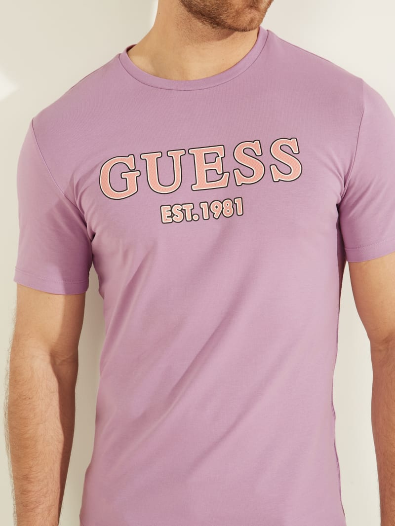 Guess Point Logo Tee T-shirts Heren Paars | 9142-RPSWF