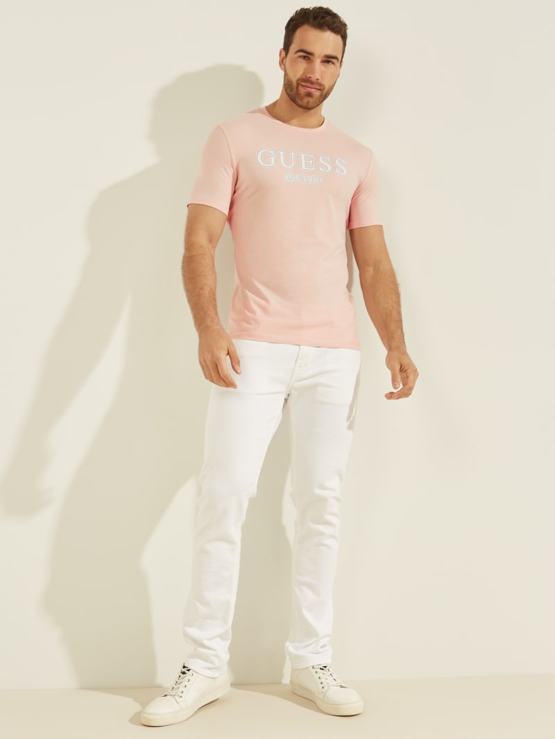 Guess Point Logo Tee T-shirts Heren Roze | 6943-STHBO