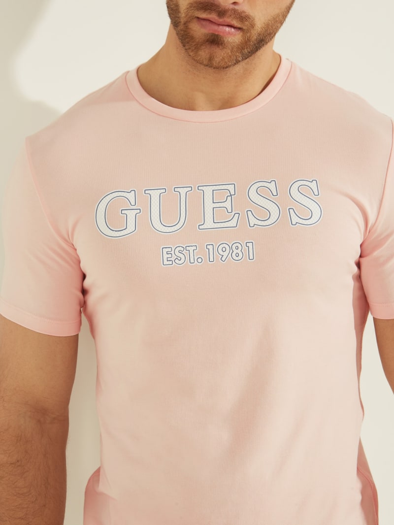 Guess Point Logo Tee T-shirts Heren Roze | 6943-STHBO