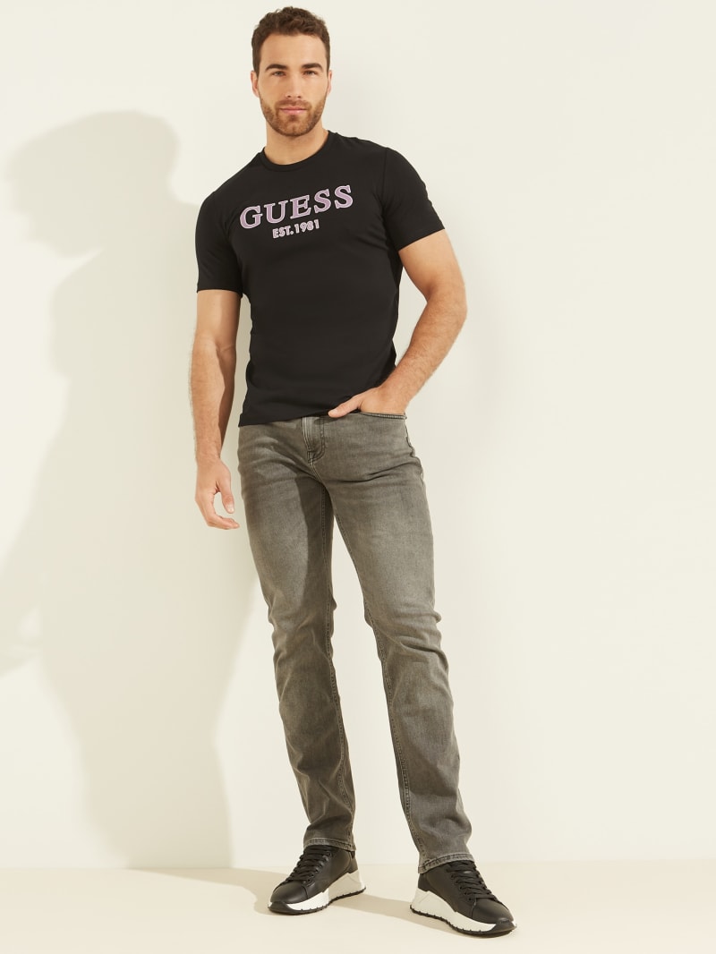 Guess Point Logo Tee T-shirts Heren Zwart | 5639-BJIWK