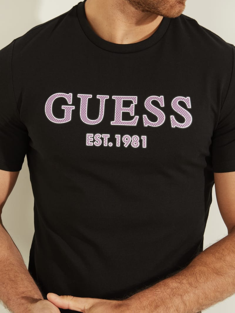 Guess Point Logo Tee T-shirts Heren Zwart | 5639-BJIWK