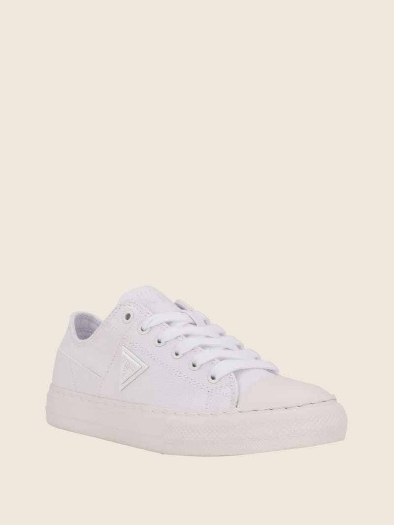 Guess Pranze Low-Top Canvas Sneakers Dames Wit | 0936-SMGNI