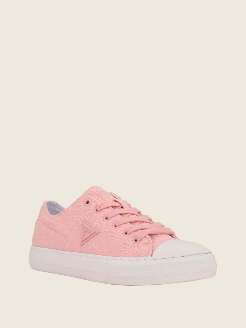 Guess Pranze Low-Top Canvas Sneakers Dames Lichtroze | 4971-XZSGB