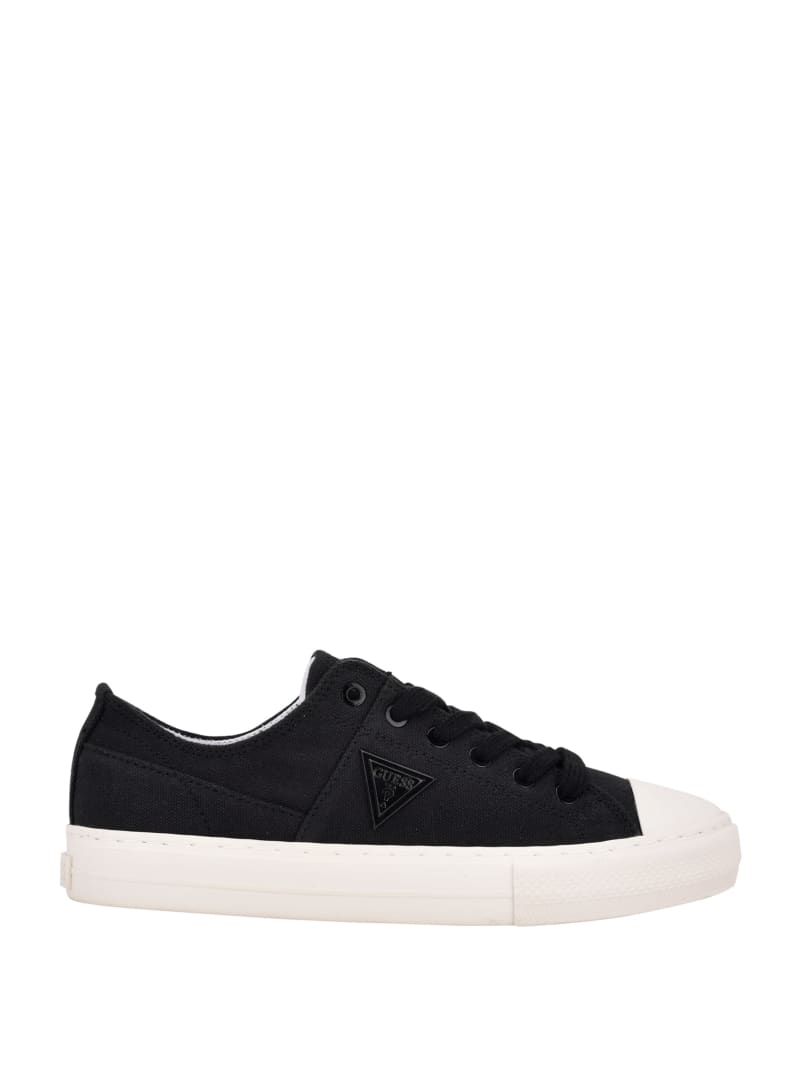 Guess Pranze Low-Top Canvas Sneakers Dames Zwart | 9475-BLTXC