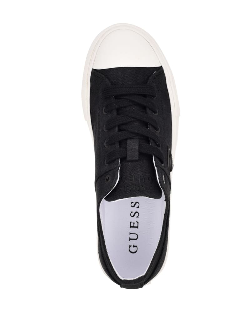 Guess Pranze Low-Top Canvas Sneakers Dames Zwart | 9475-BLTXC