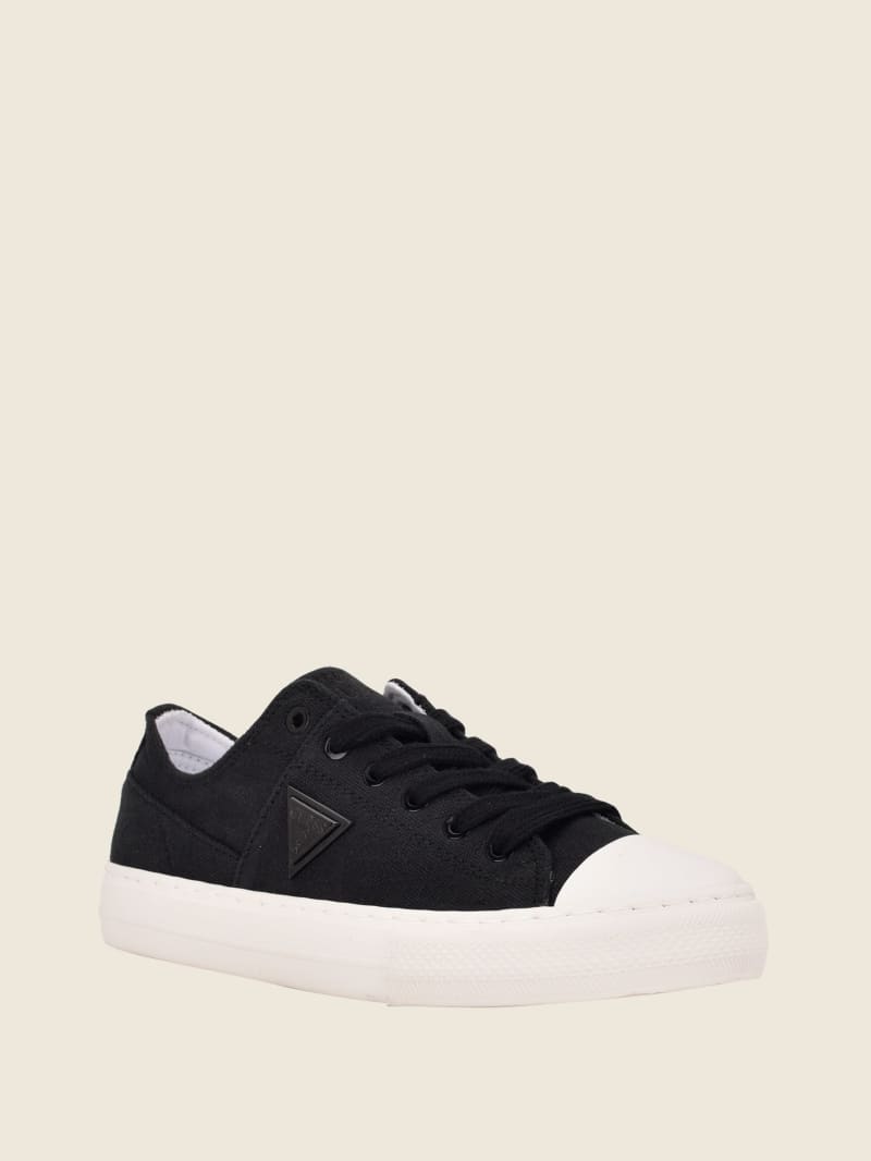 Guess Pranze Low-Top Canvas Sneakers Dames Zwart | 9475-BLTXC