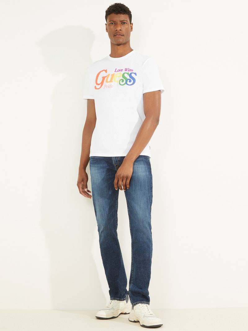 Guess Pride Logo Tee T-shirts Heren Wit | 9867-QGIUM