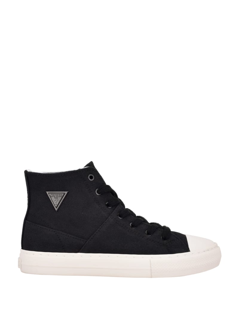 Guess Prinze High-Top Canvas Sneakers Dames Zwart | 0856-QWPUJ