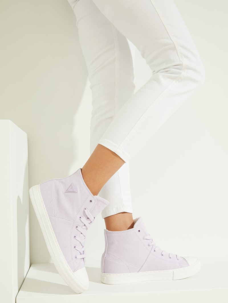 Guess Prinze High-Top Canvas Sneakers Dames Paars | 5740-BTIRO