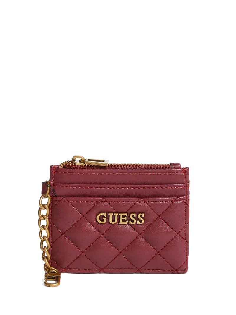 Guess Quilted Card Holder Portefeuille Dames Bordeaux | 3852-YPQBE